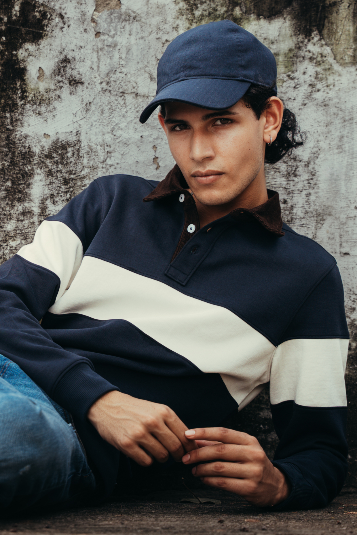 Orlando Navy Corduroy Collar T-Shirt