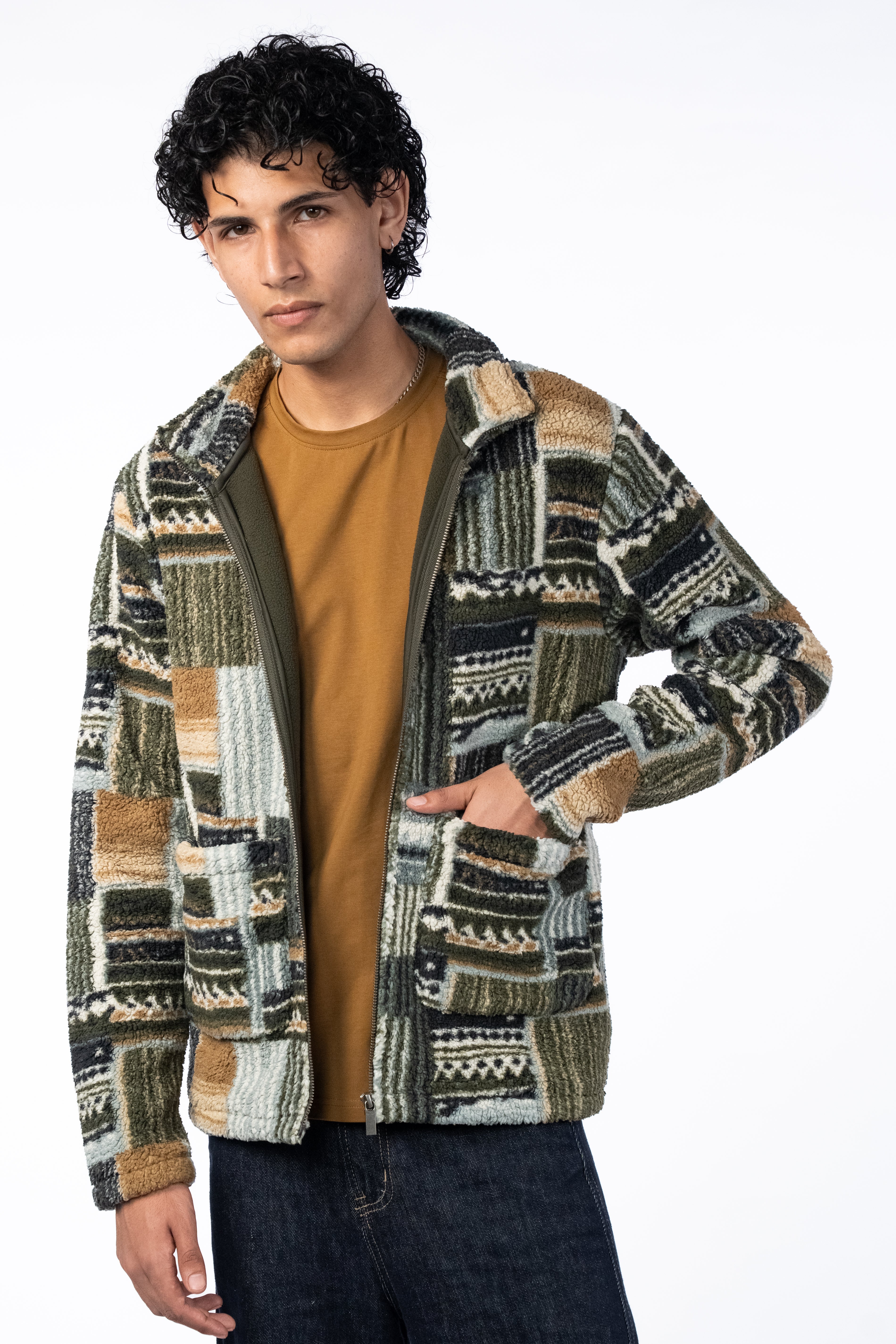 Men’s Cream Olive Full Zip Sweatshirt