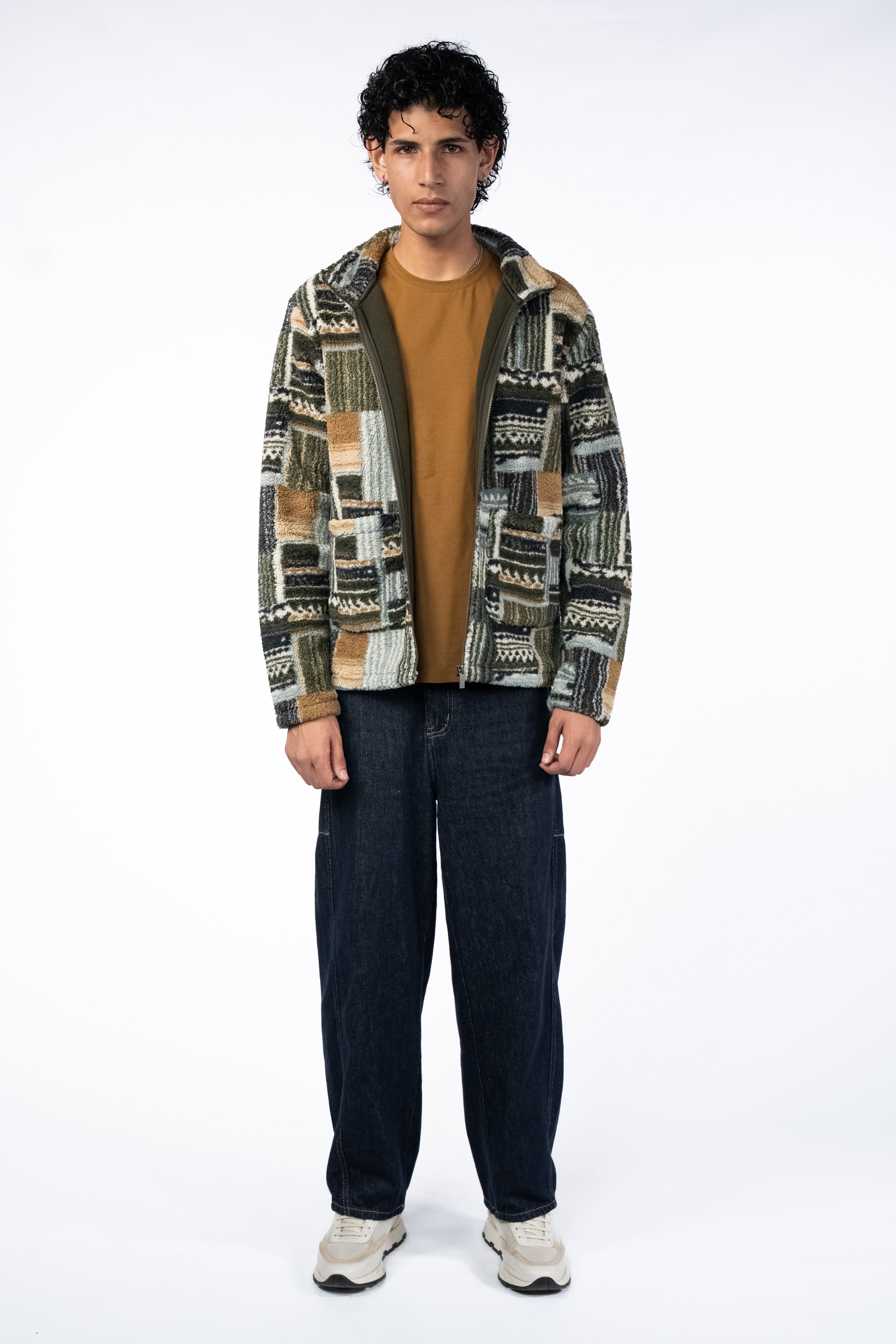 Men’s Cream Olive Full Zip Sweatshirt